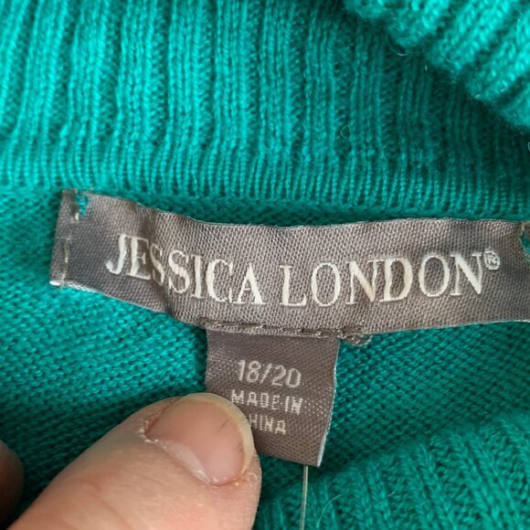 JESSICA LONDON GREEN TURTLENECK RAYON/CASHMERE SWEATER SIZE 18/20 NWT - Picture 4 of 7